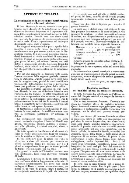 Supplemento al policlinico periodico di medicina, chirurgia ed igiene