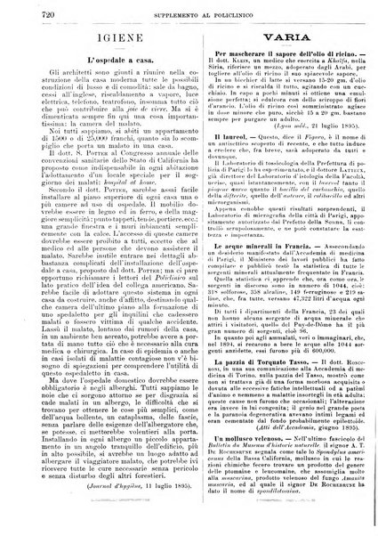 Supplemento al policlinico periodico di medicina, chirurgia ed igiene