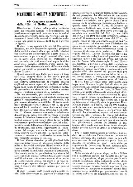 Supplemento al policlinico periodico di medicina, chirurgia ed igiene