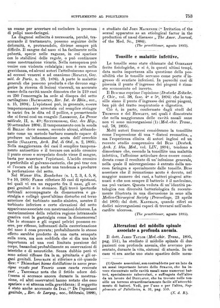 Supplemento al policlinico periodico di medicina, chirurgia ed igiene