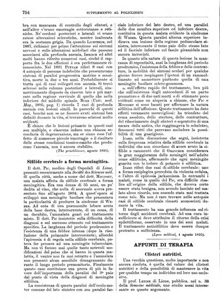 Supplemento al policlinico periodico di medicina, chirurgia ed igiene