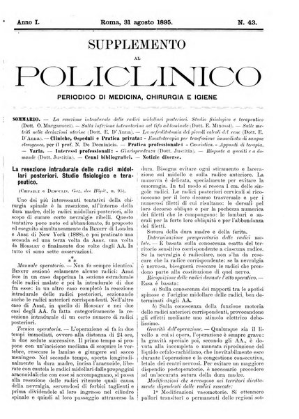 Supplemento al policlinico periodico di medicina, chirurgia ed igiene