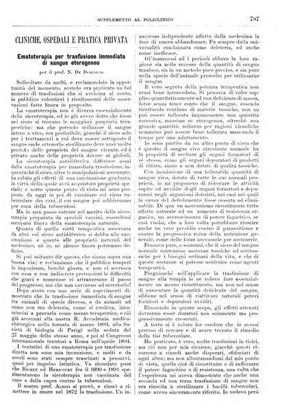 Supplemento al policlinico periodico di medicina, chirurgia ed igiene