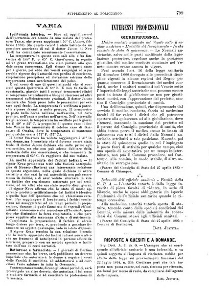 Supplemento al policlinico periodico di medicina, chirurgia ed igiene