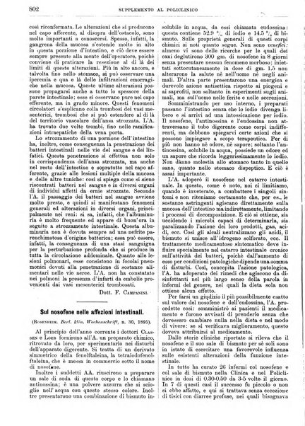 Supplemento al policlinico periodico di medicina, chirurgia ed igiene