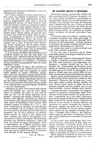 Supplemento al policlinico periodico di medicina, chirurgia ed igiene