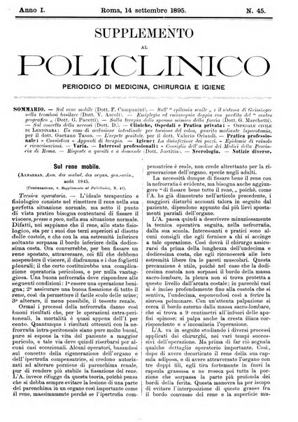 Supplemento al policlinico periodico di medicina, chirurgia ed igiene