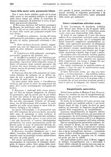 Supplemento al policlinico periodico di medicina, chirurgia ed igiene