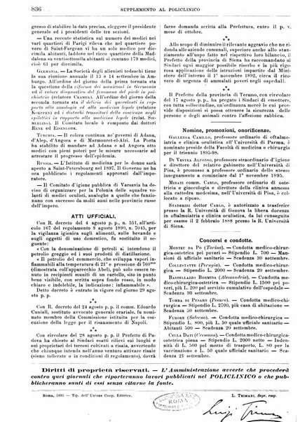 Supplemento al policlinico periodico di medicina, chirurgia ed igiene