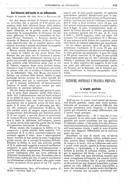 Supplemento al policlinico periodico di medicina, chirurgia ed igiene