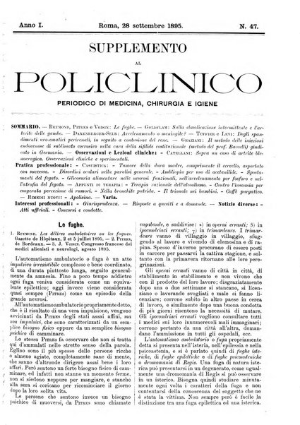 Supplemento al policlinico periodico di medicina, chirurgia ed igiene