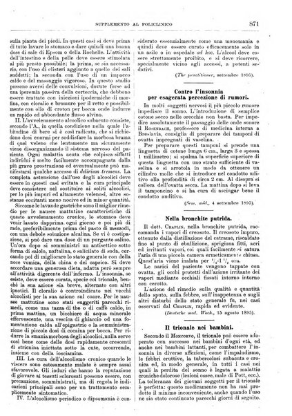 Supplemento al policlinico periodico di medicina, chirurgia ed igiene