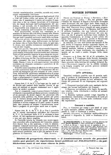 Supplemento al policlinico periodico di medicina, chirurgia ed igiene