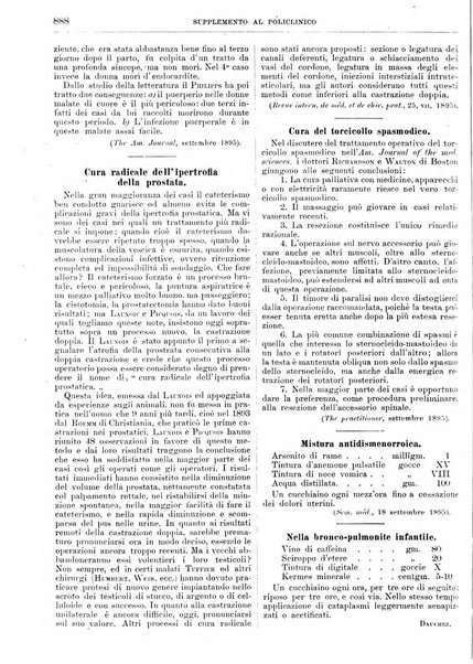 Supplemento al policlinico periodico di medicina, chirurgia ed igiene