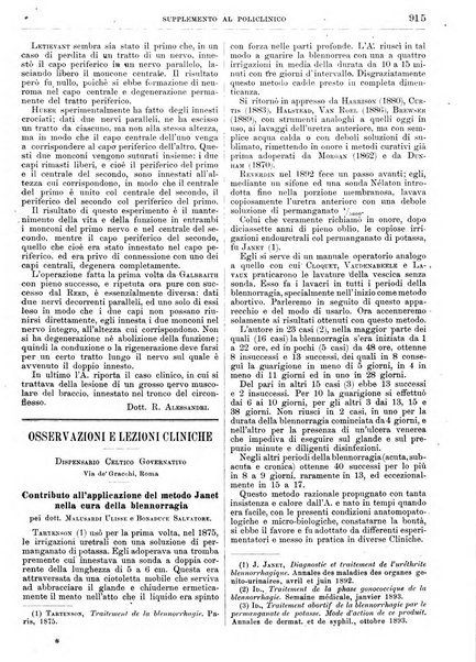 Supplemento al policlinico periodico di medicina, chirurgia ed igiene