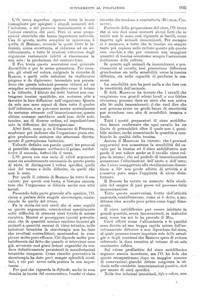 Supplemento al policlinico periodico di medicina, chirurgia ed igiene