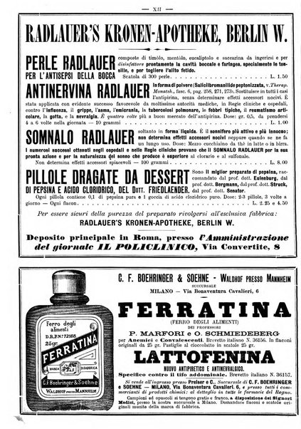 Supplemento al policlinico periodico di medicina, chirurgia ed igiene