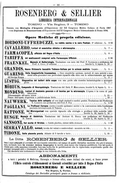 Supplemento al policlinico periodico di medicina, chirurgia ed igiene