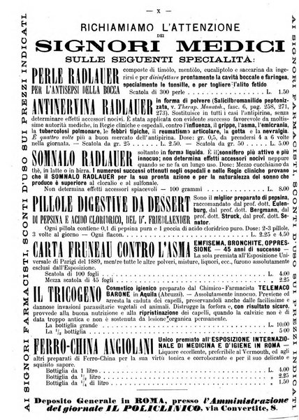 Supplemento al policlinico periodico di medicina, chirurgia ed igiene