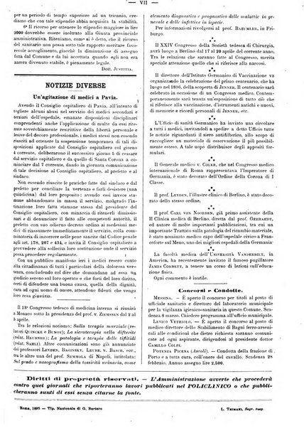 Supplemento al policlinico periodico di medicina, chirurgia ed igiene