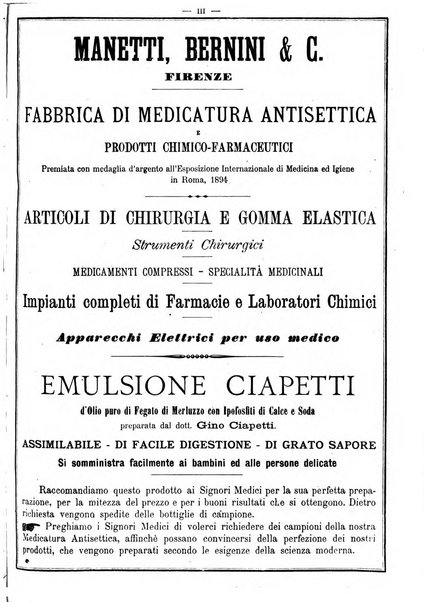 Supplemento al policlinico periodico di medicina, chirurgia ed igiene