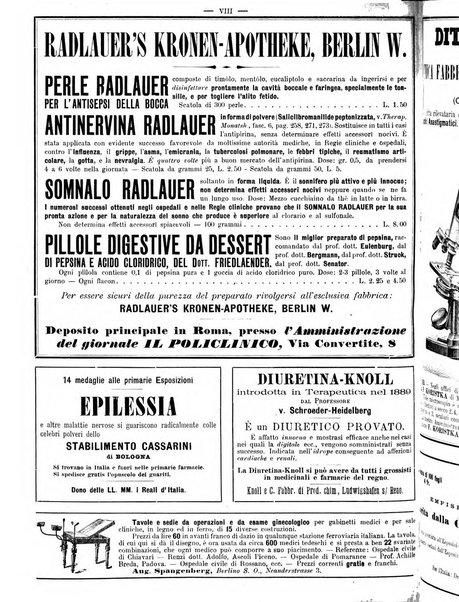 Supplemento al policlinico periodico di medicina, chirurgia ed igiene