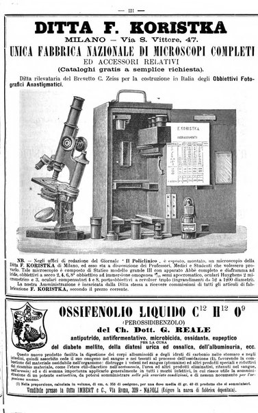 Supplemento al policlinico periodico di medicina, chirurgia ed igiene