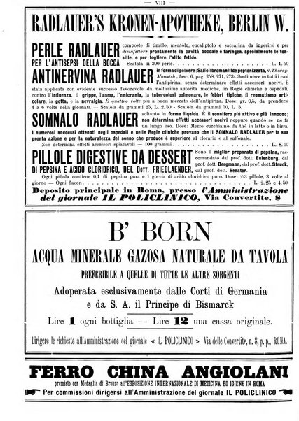 Supplemento al policlinico periodico di medicina, chirurgia ed igiene