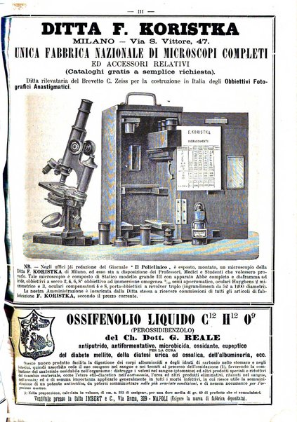 Supplemento al policlinico periodico di medicina, chirurgia ed igiene