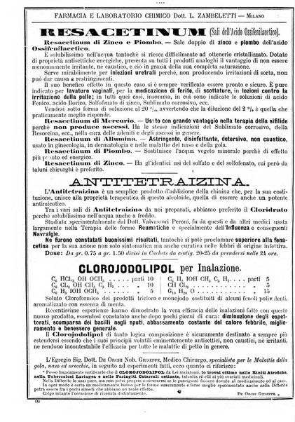 Supplemento al policlinico periodico di medicina, chirurgia ed igiene