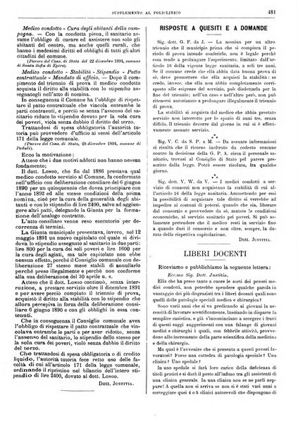 Supplemento al policlinico periodico di medicina, chirurgia ed igiene