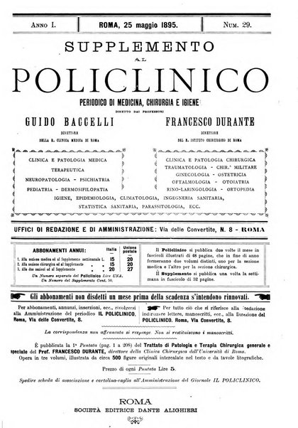 Supplemento al policlinico periodico di medicina, chirurgia ed igiene