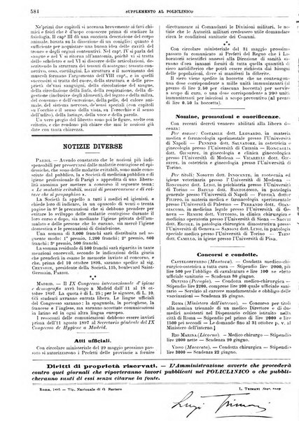 Supplemento al policlinico periodico di medicina, chirurgia ed igiene