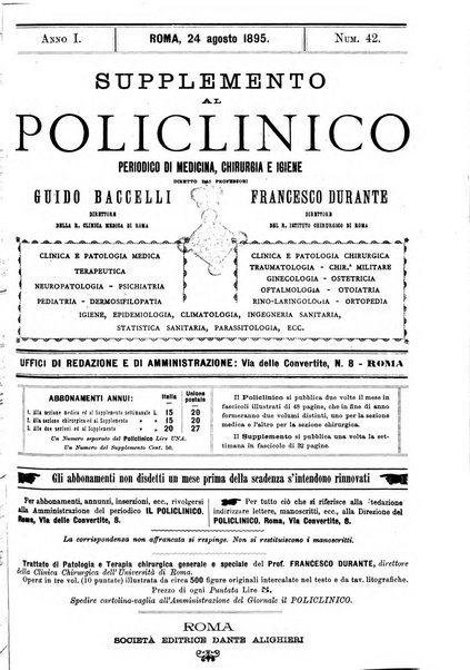 Supplemento al policlinico periodico di medicina, chirurgia ed igiene