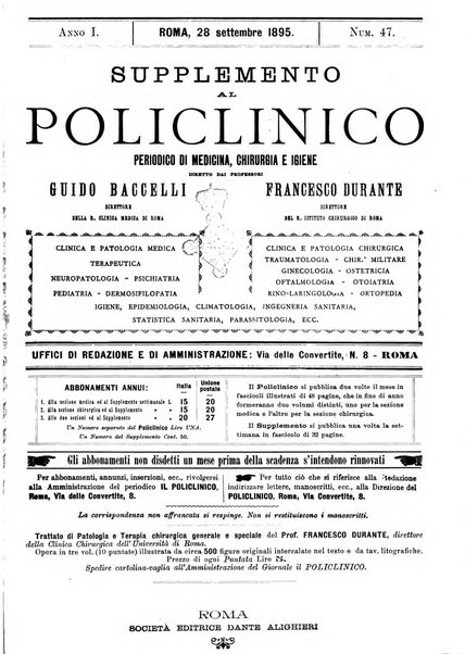 Supplemento al policlinico periodico di medicina, chirurgia ed igiene