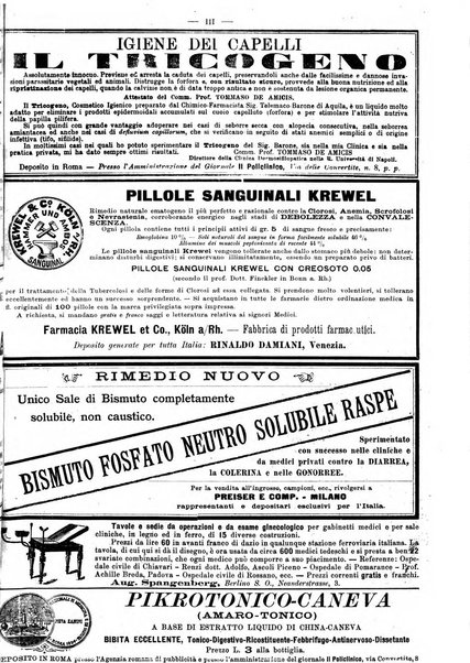 Supplemento al policlinico periodico di medicina, chirurgia ed igiene