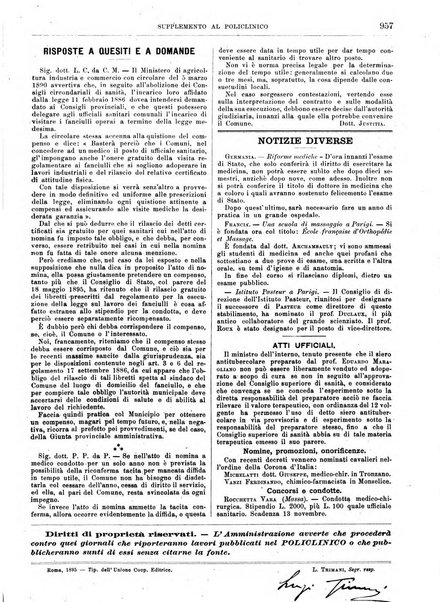 Supplemento al policlinico periodico di medicina, chirurgia ed igiene