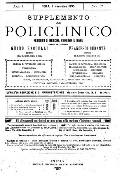 Supplemento al policlinico periodico di medicina, chirurgia ed igiene