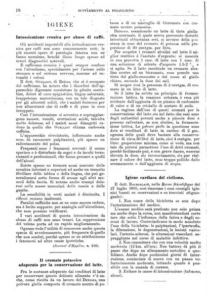 Supplemento al policlinico periodico di medicina, chirurgia ed igiene