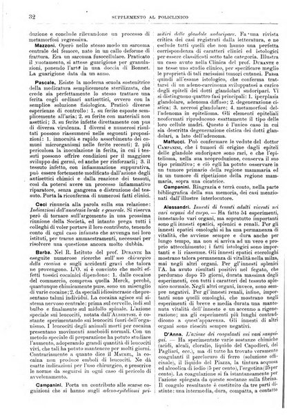 Supplemento al policlinico periodico di medicina, chirurgia ed igiene