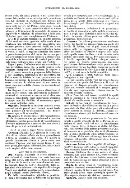 Supplemento al policlinico periodico di medicina, chirurgia ed igiene