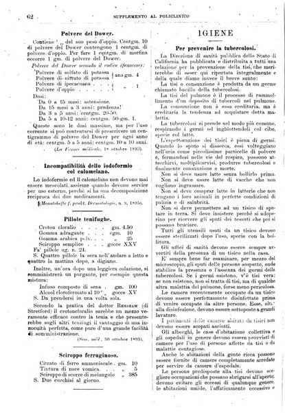 Supplemento al policlinico periodico di medicina, chirurgia ed igiene