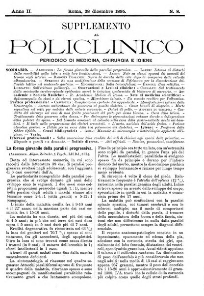 Supplemento al policlinico periodico di medicina, chirurgia ed igiene