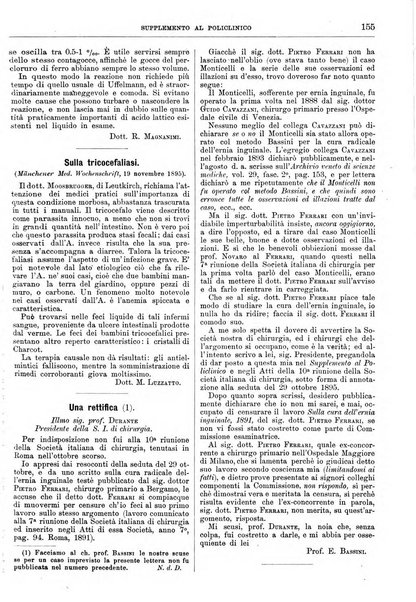 Supplemento al policlinico periodico di medicina, chirurgia ed igiene