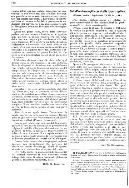 Supplemento al policlinico periodico di medicina, chirurgia ed igiene