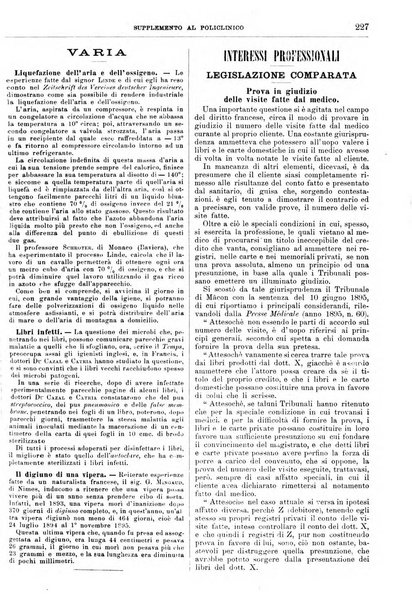 Supplemento al policlinico periodico di medicina, chirurgia ed igiene