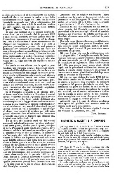 Supplemento al policlinico periodico di medicina, chirurgia ed igiene