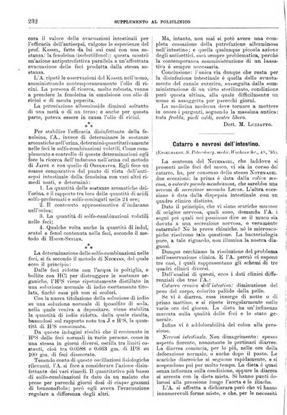 Supplemento al policlinico periodico di medicina, chirurgia ed igiene