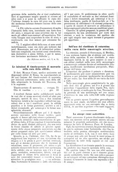 Supplemento al policlinico periodico di medicina, chirurgia ed igiene