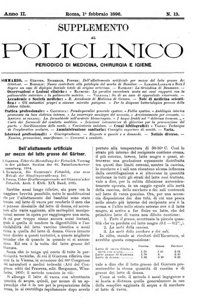 Supplemento al policlinico periodico di medicina, chirurgia ed igiene